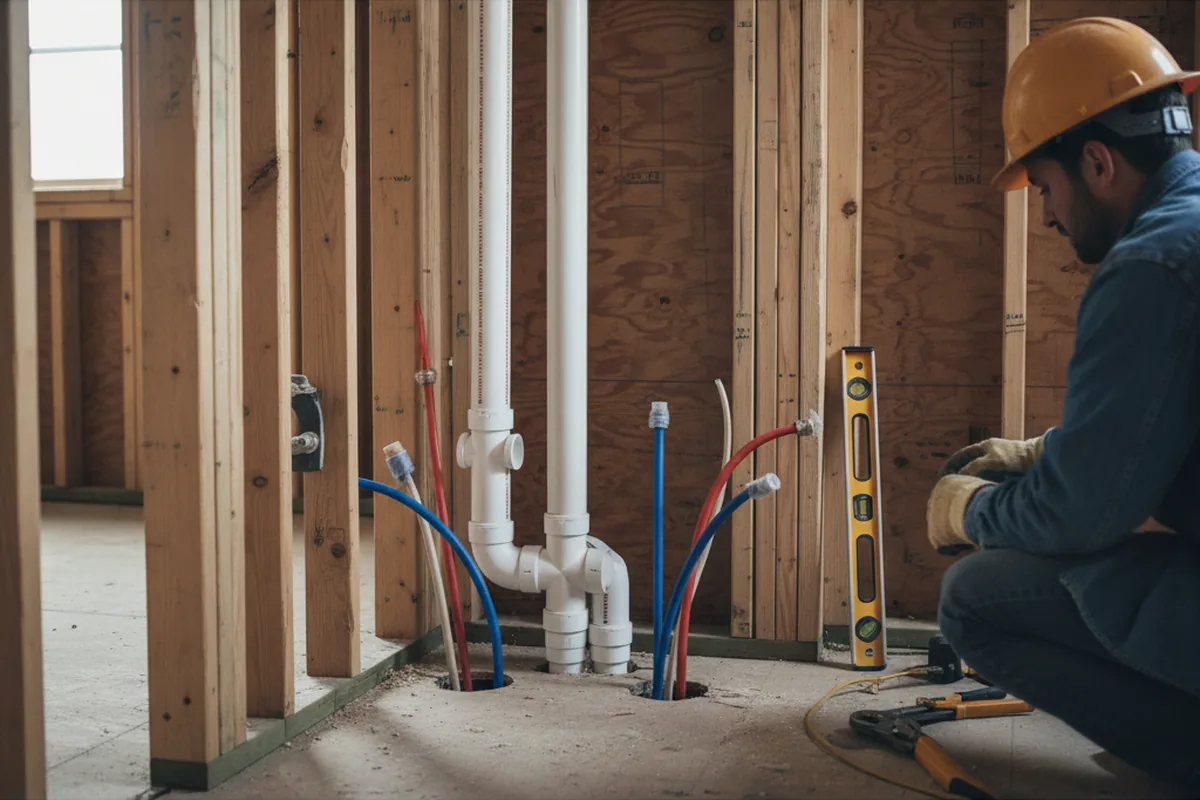 Drain and supply rough-in during Leak Detection in Haymarket