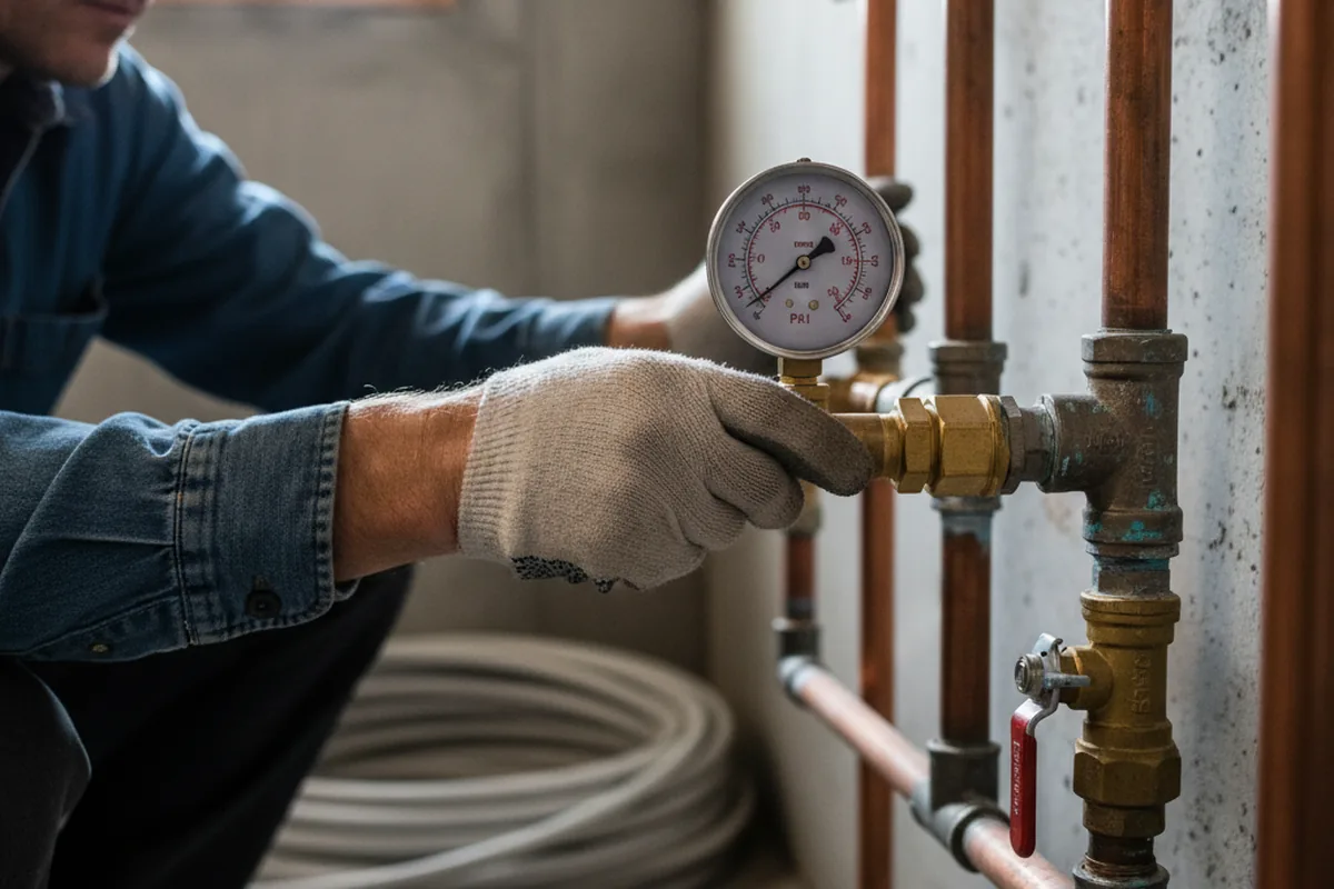 Pressure testing a repaired line during Water Line Repair in Haymarket